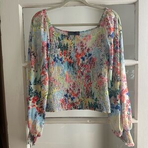 Anthropologie Floral Smocked Blouse